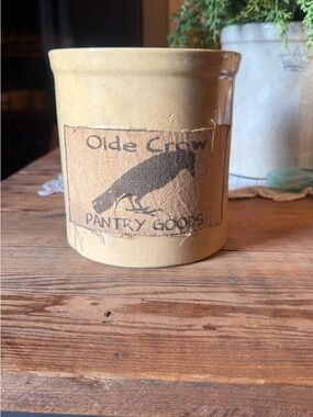 Olde Crow Pantry Goods Stoneware Crock - Tan